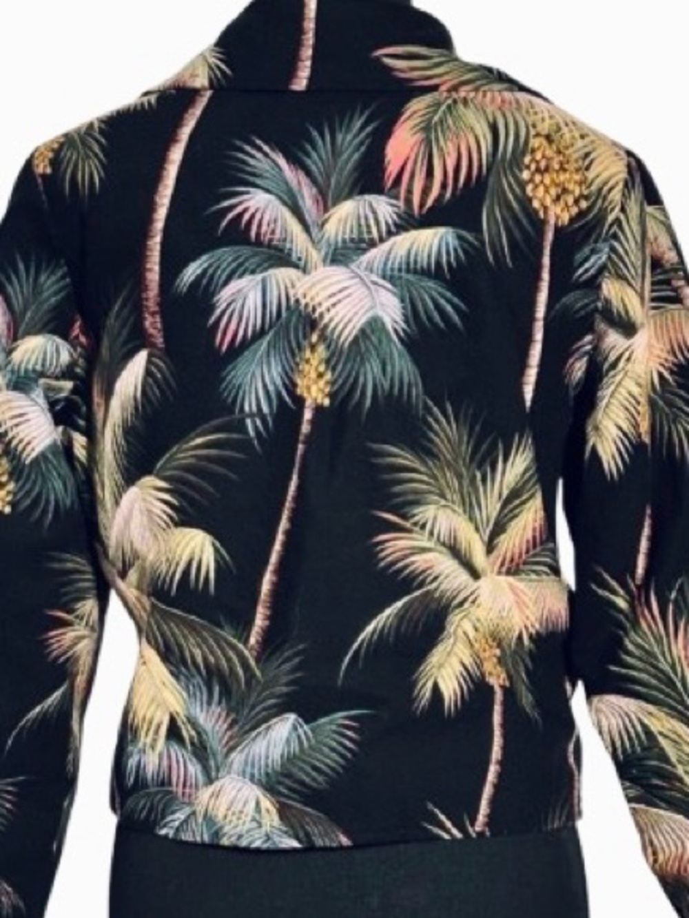 Vintage PAINTED PONY Palm Tree Jacket Bomber Tropical Floral Medium 90s Y2K